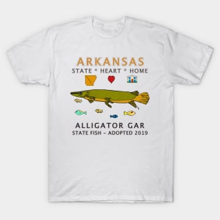 Arkansas - Alligator Gar - State, Heart, Home - State Symbols T-Shirt